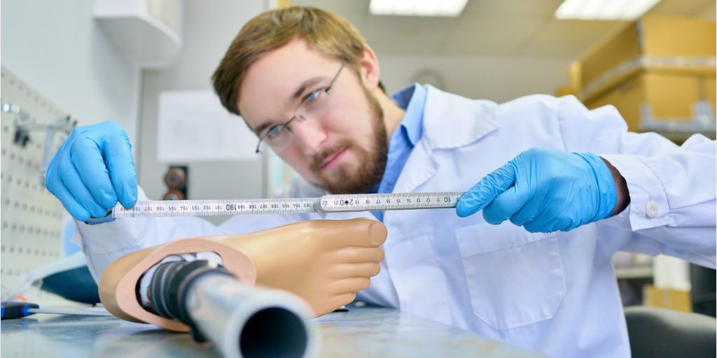 modern prosthetic foot technology in a medical lab